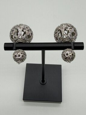 Double Ball Crystal Pierced Earrings